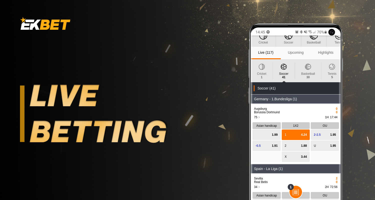 Features of Live Betting on the site of bookmaker Ekbet 